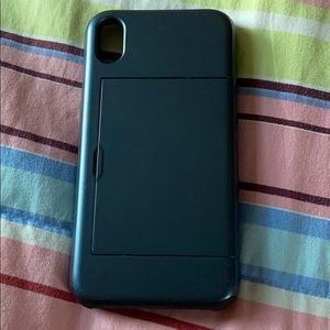 Dark Blue iPhone XR sliding card holder case